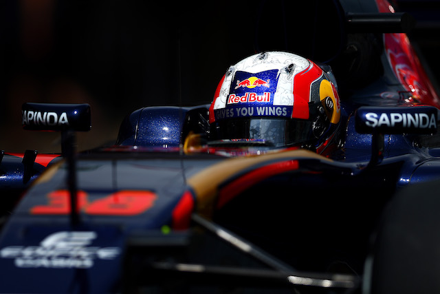 MONTMELO, SPAIN - MAY 17: Pierre Gasly of France drives as he exits the Scuderia Toro Rosso garage during day one of Formula One testing at Circuit de Catalunya on May 17, 2016 in Montmelo, Spain. (Photo by Dan Istitene/Getty Images)